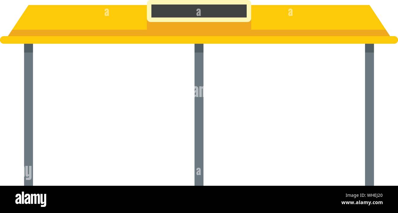 Coprire la stazione degli autobus e la relativa icona. Illustrazione piana del coperchio alla stazione dei bus icona vettore per il web design Illustrazione Vettoriale