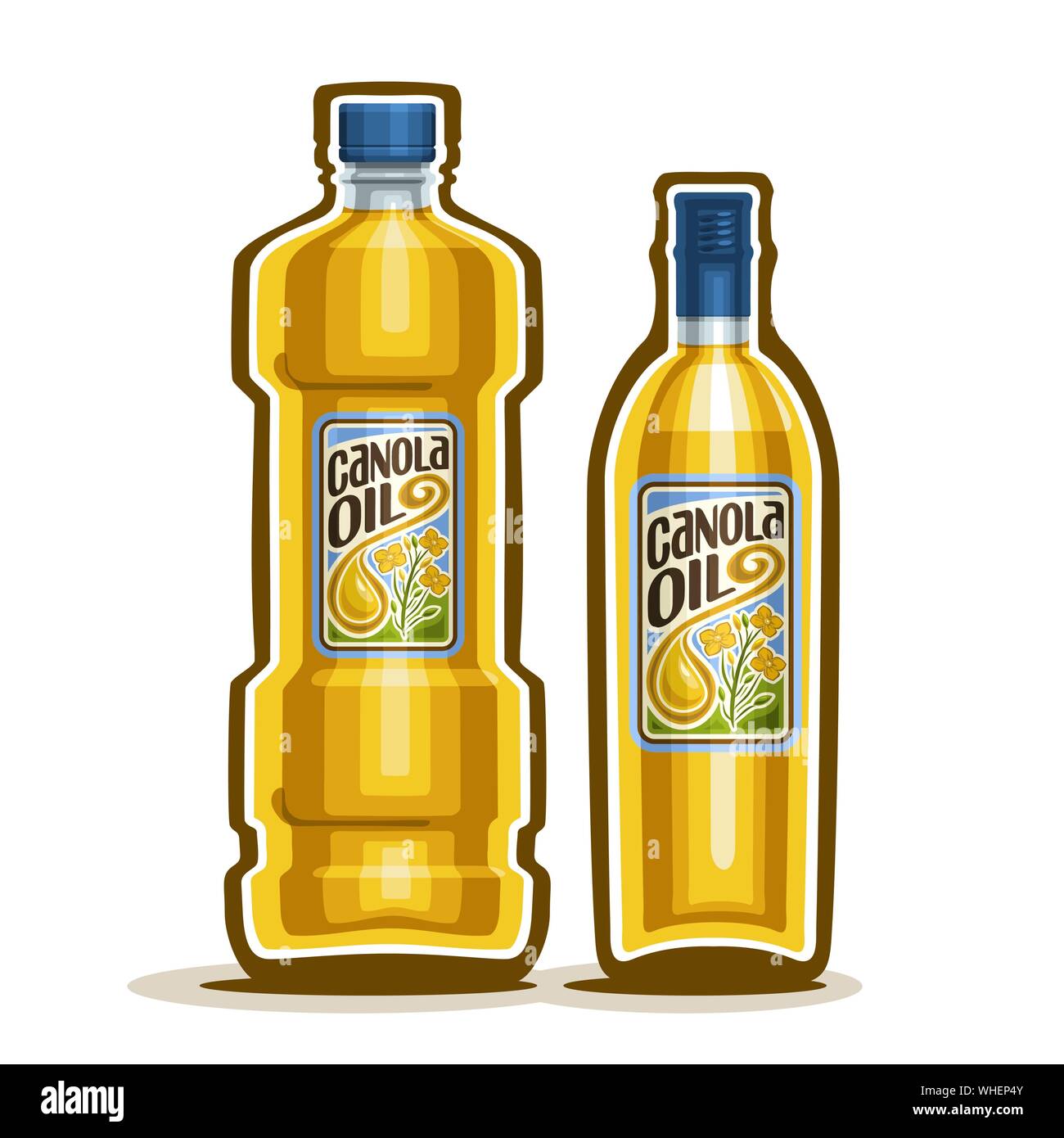 Vettore di plastica gialla e bottiglie in vetro con puro olio di canola ed etichettare bottiglie, vergine per la cottura di olio di semi di colza, contenitore con organici naturali oleoso di colza Illustrazione Vettoriale Vettore di plastica gialla e bottiglie in vetro con puro olio di canola ed etichettare bottiglie, vergine per la cottura di olio di semi di colza, contenitore con organici naturali oleoso di colza Illustrazione Vettoriale