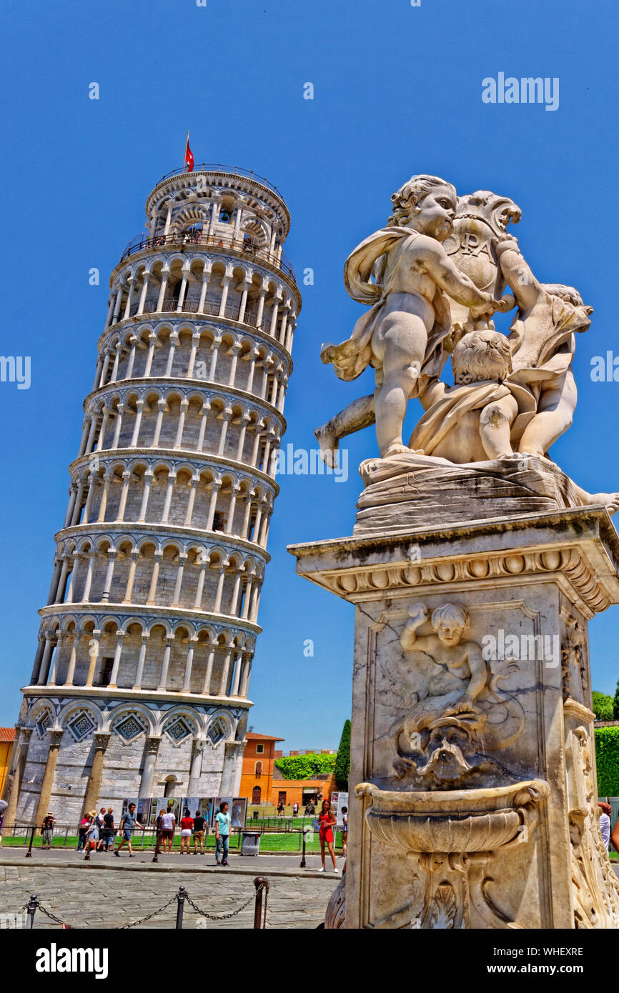 La Torre Pendente di Pisa, Toscana, Italia. Foto Stock