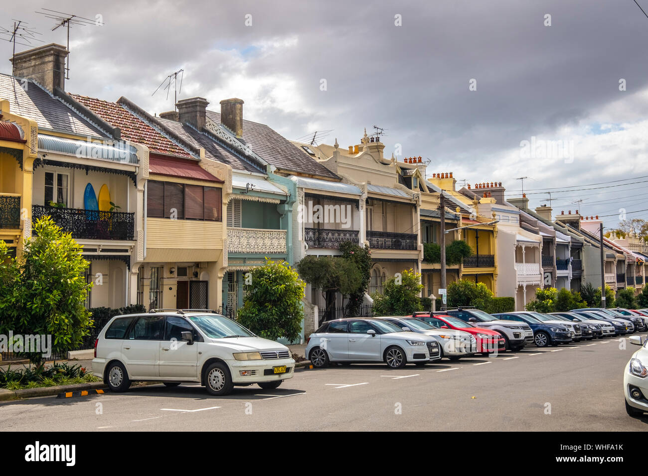 Vittoriano case a schiera in Paddington, Sydney, NSW, Australia. Foto Stock
