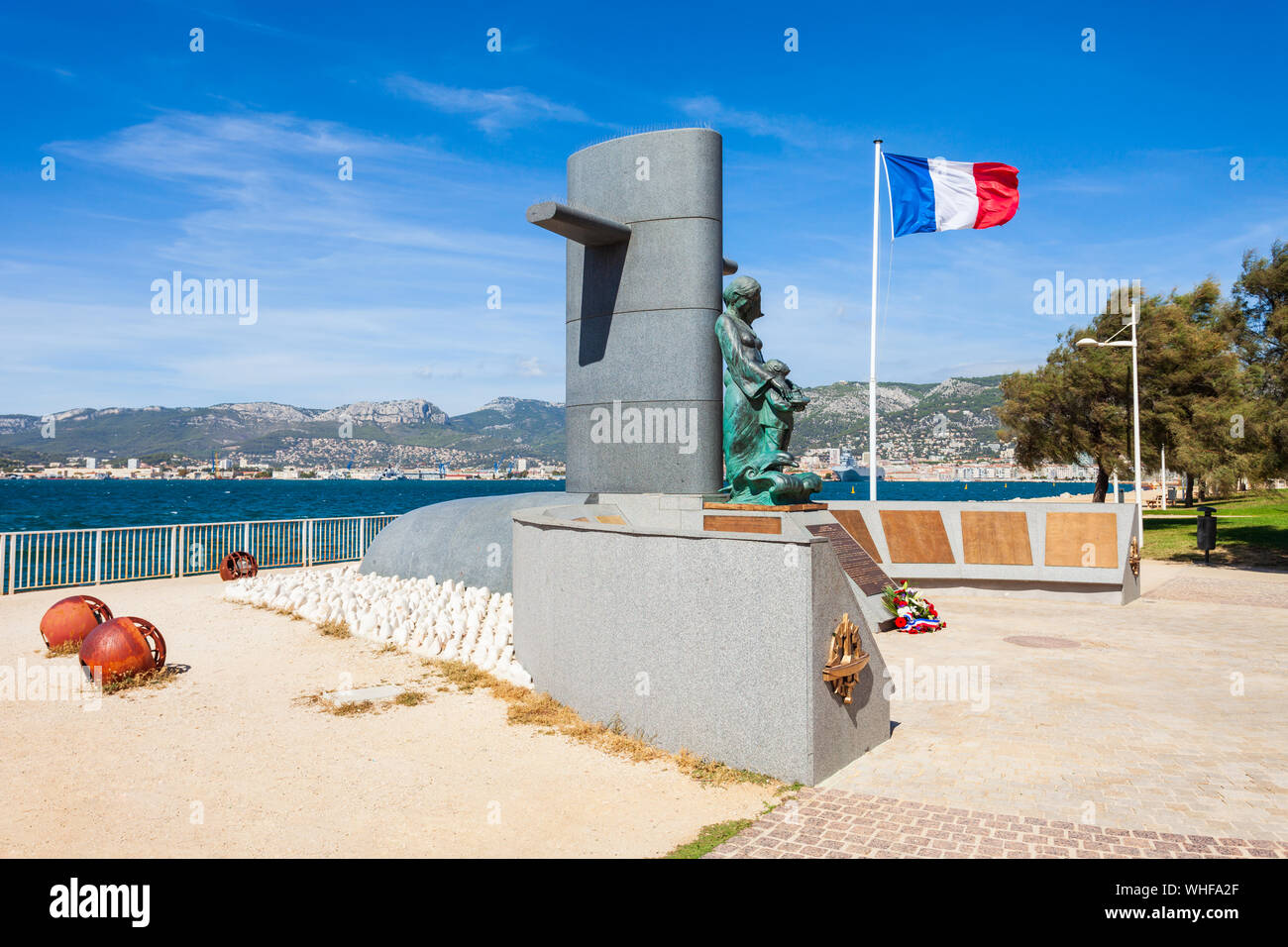 TOULON, Francia - 24 settembre 2018: Francese Sommergibile Monumento commemorativo presso il Royal Park tour nella città di Tolone in Francia Foto Stock