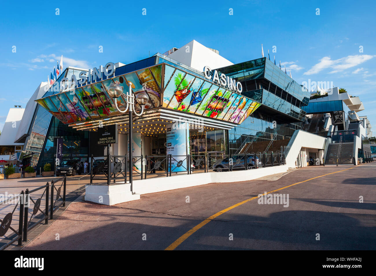 CANNES, Francia - 24 settembre 2018: Casinò Barrière presso il Palais des Festivals et des Congrès de Cannes edificio nella città di Cannes in Francia Foto Stock