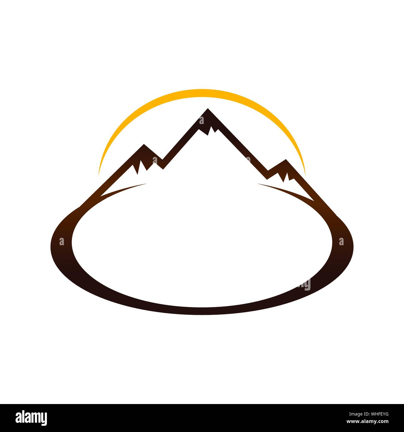 Brown paesaggio di montagna segno simbolo vettore Logo grafico del modello di progettazione Illustrazione Vettoriale