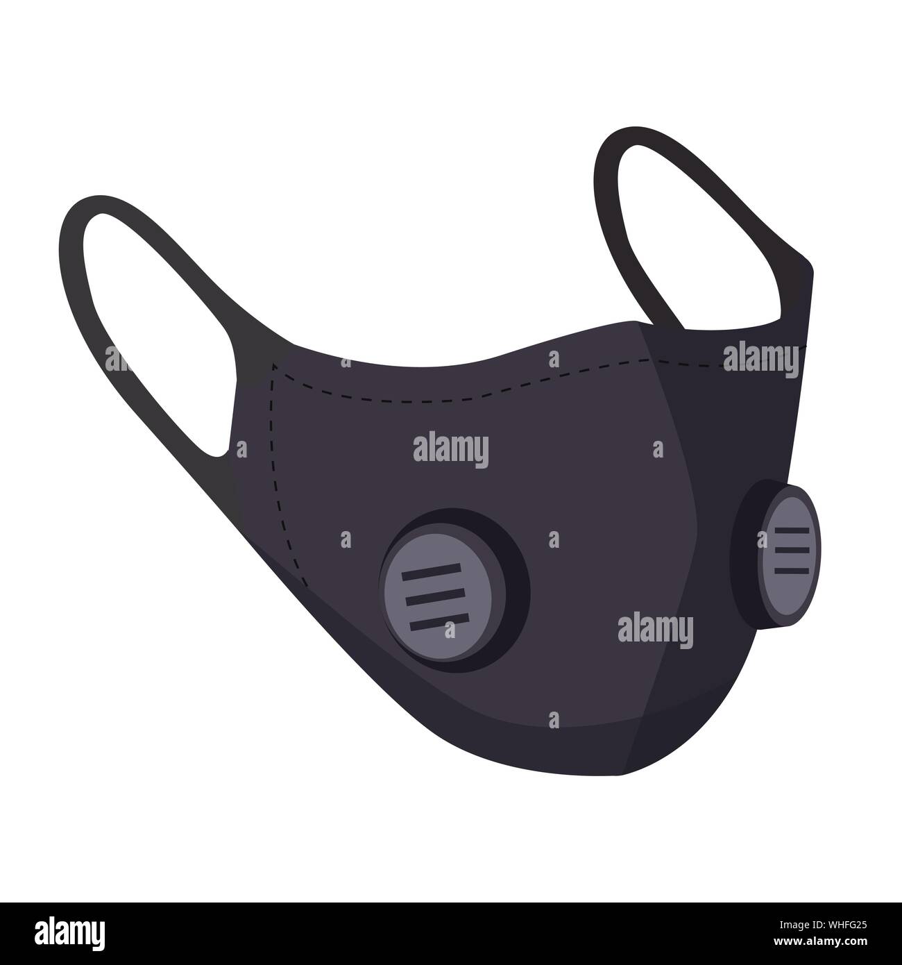 Nero inquinamento atmosferico maschera facciale, un uomo o una donna medico vettore maschera Illustrazione Vettoriale