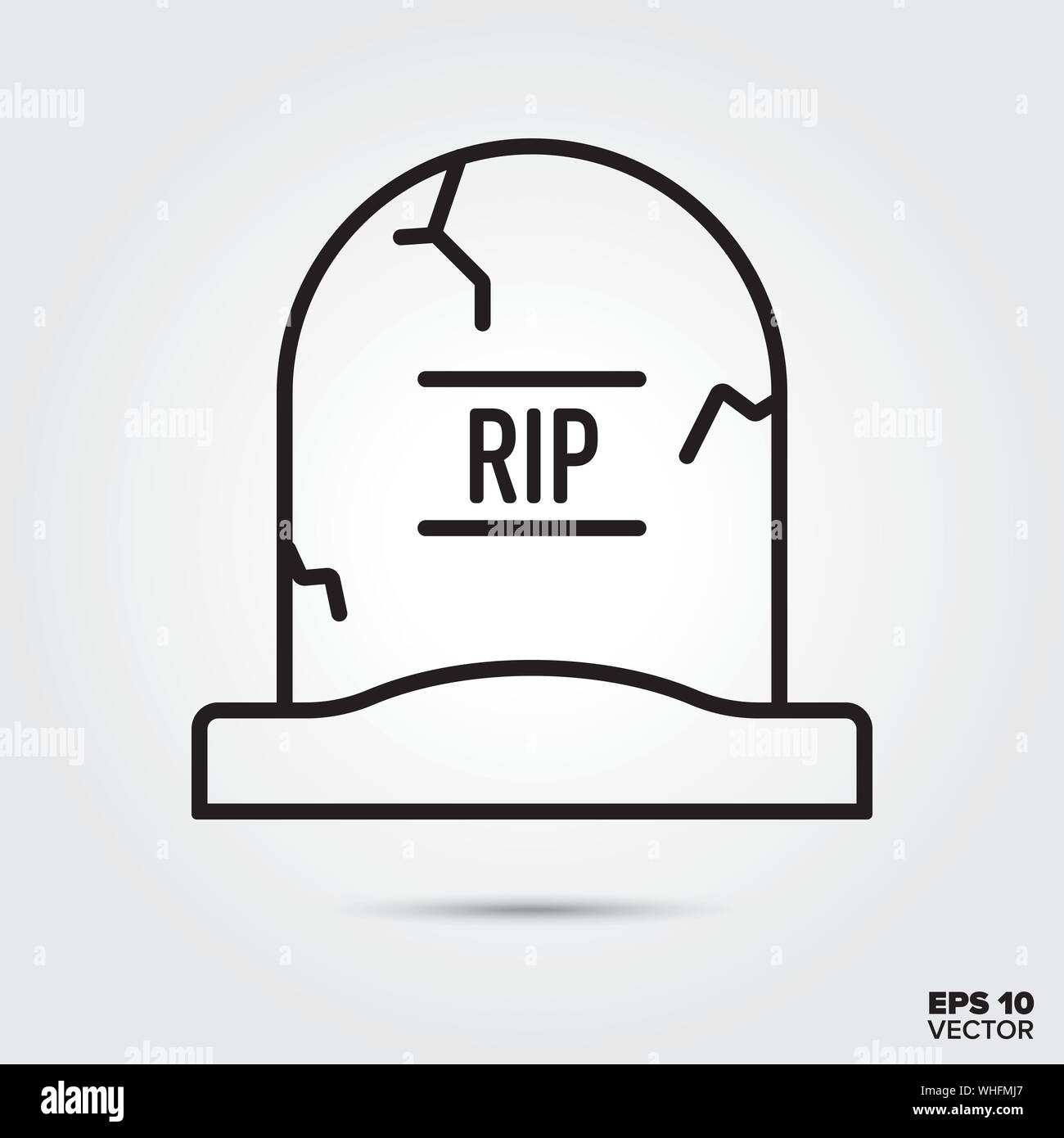 Lapide delineare icona di stile. Caduta stagione e Festa di halloween simbolo. Spooky cartoon illustrazione vettoriale. Illustrazione Vettoriale