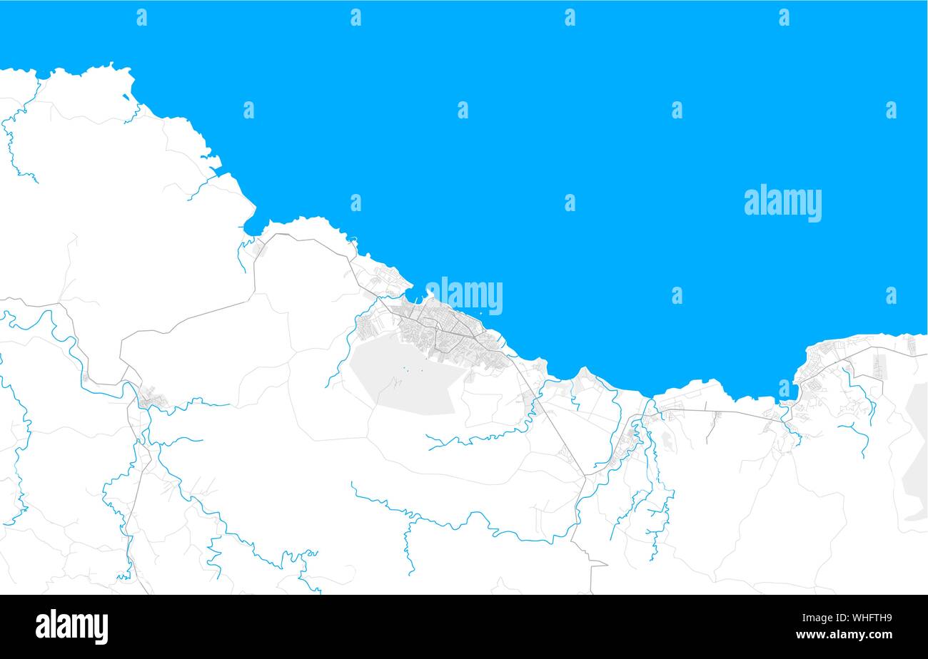 Ricco di vettore dettagliata mappa area di Puerto Plata Puerto Plata, Repubblica Dominicana. Mappa modello per arredamento di casa. Illustrazione Vettoriale