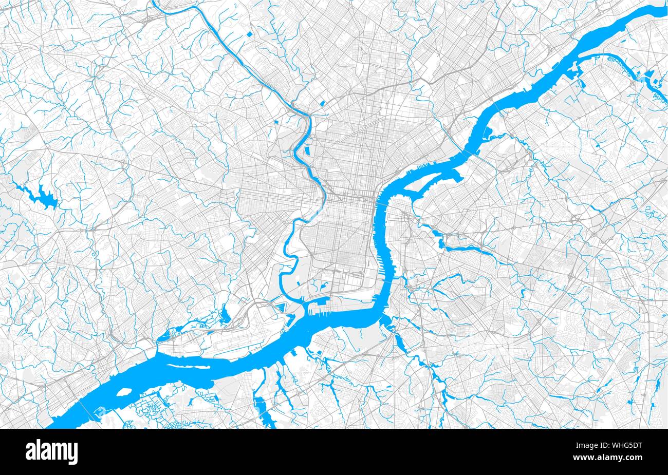 Ricco di vettore dettagliata mappa area di Filadelfia, Pennsylvania, U.S.A.. Mappa modello per arredamento di casa. Illustrazione Vettoriale