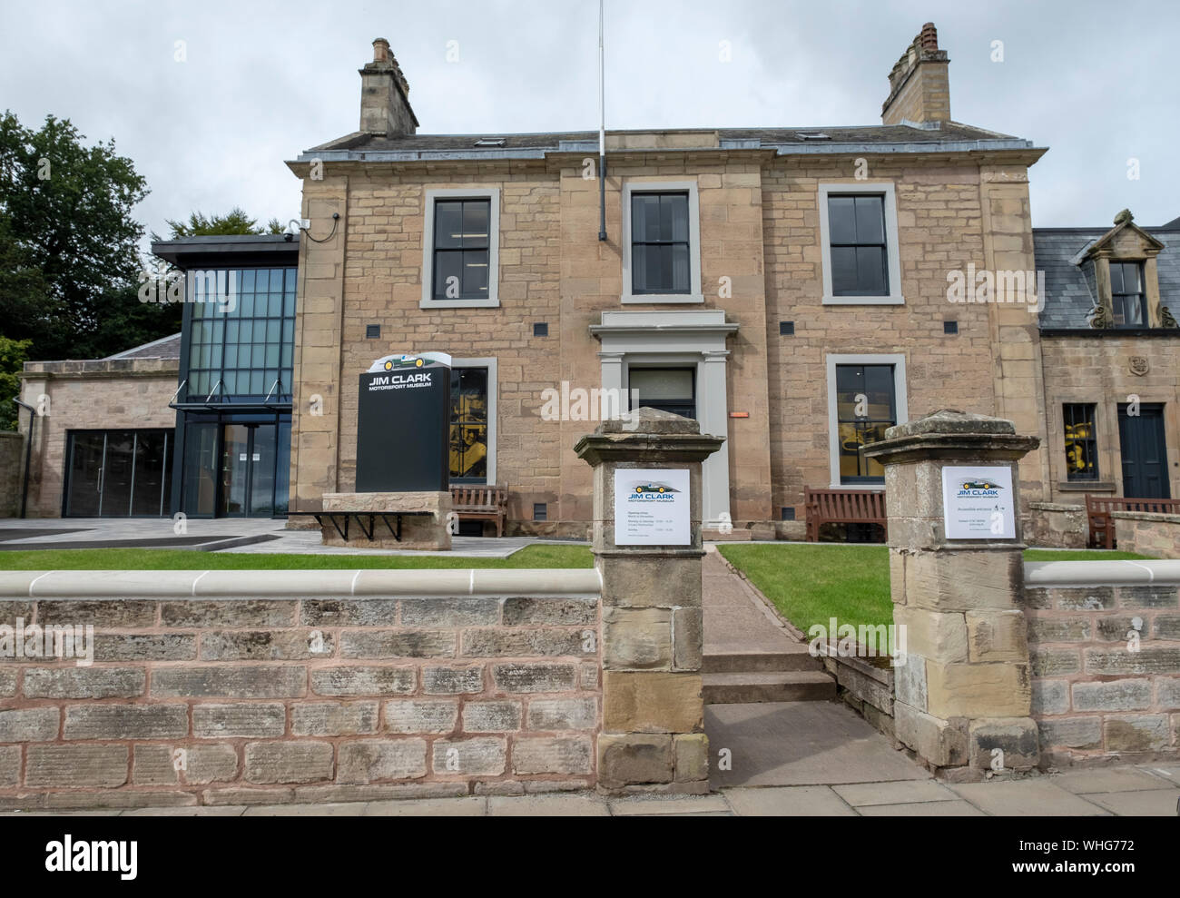 Vista esterna del Jim Clark Museum a Duns, Berwickshire, Scozia Foto Stock