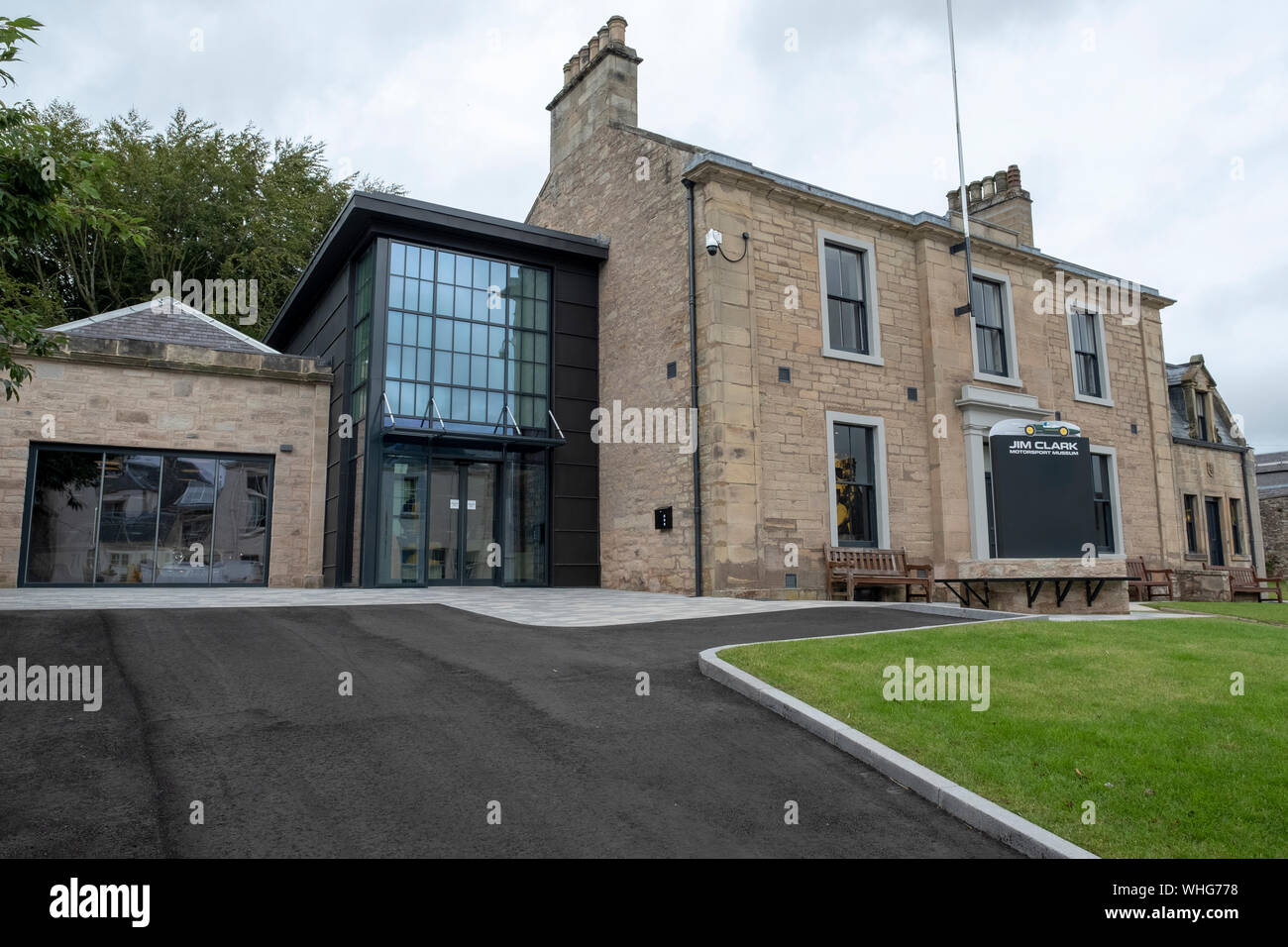 Vista esterna del Jim Clark Museum a Duns, Berwickshire, Scozia Foto Stock