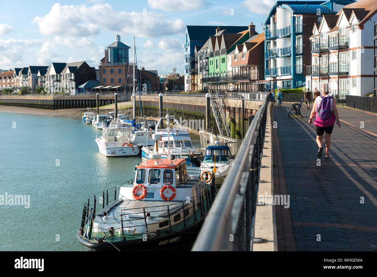Littlehampton harbour a bassa marea West Sussex, in Inghilterra, Regno Unito Foto Stock