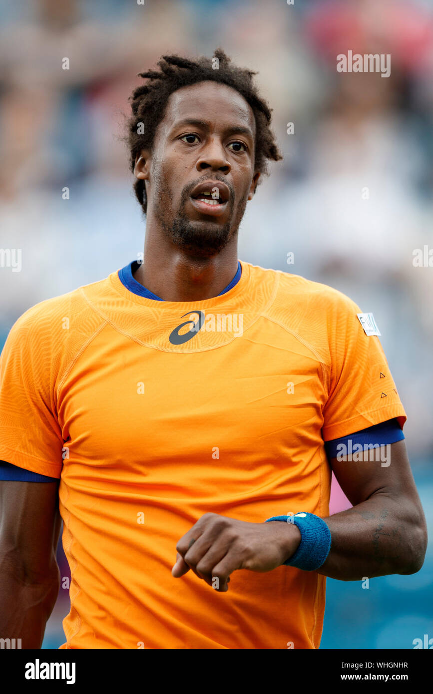 Aegon International 2017- Eastbourne - Inghilterra - Quarti di finale. Gael Monfils di Francia in azione contro Cameron Norrie di Gran Bretagna. Giovedì, 29 Foto Stock