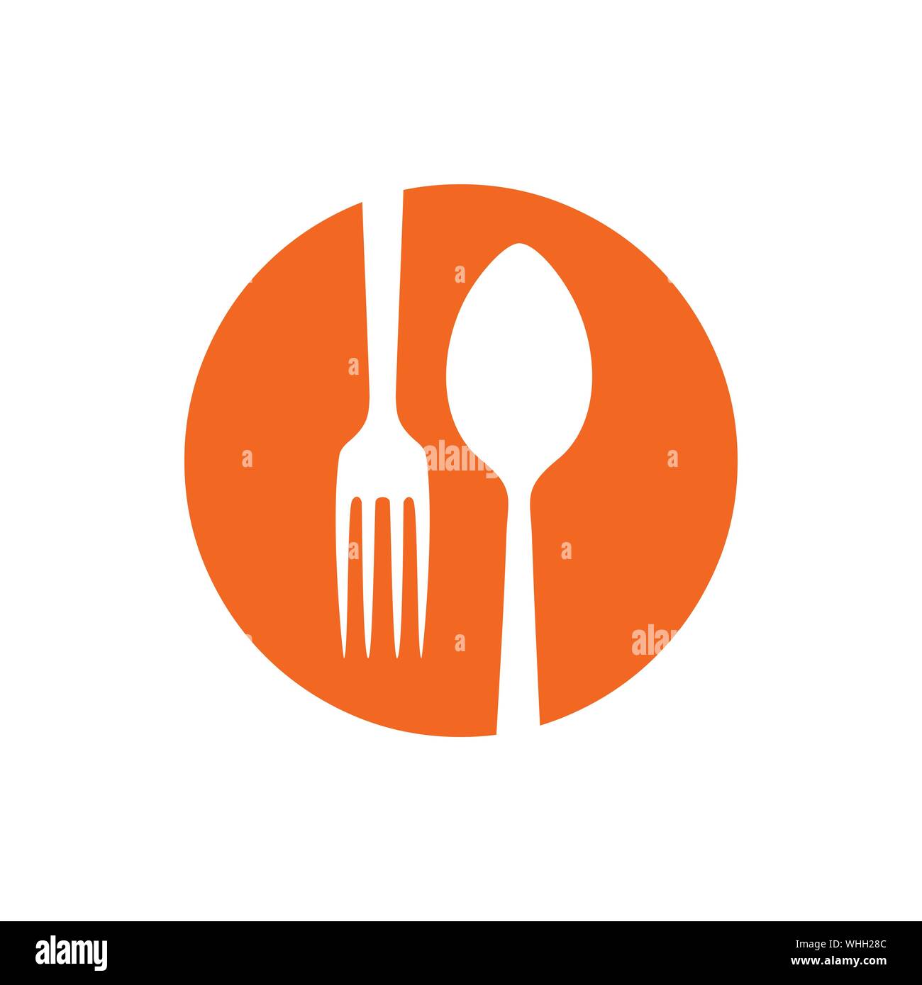 Negativo Spork Cucchiaio e forchetta Restaurant Circle vettore Simbolo icona Logo grafico del modello di progettazione Illustrazione Vettoriale