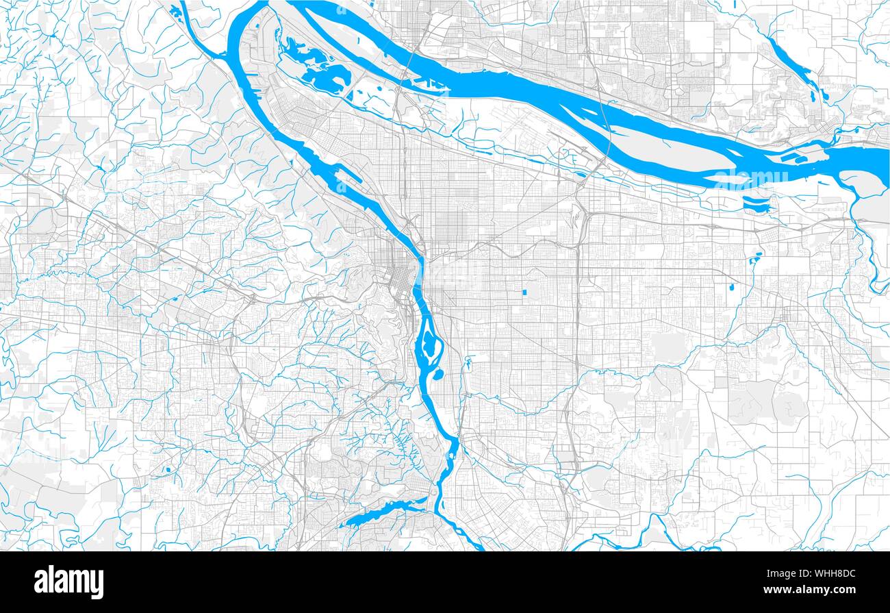 Ricco di vettore dettagliata mappa area di Portland, Oregon, Stati Uniti. Mappa modello per arredamento di casa. Illustrazione Vettoriale