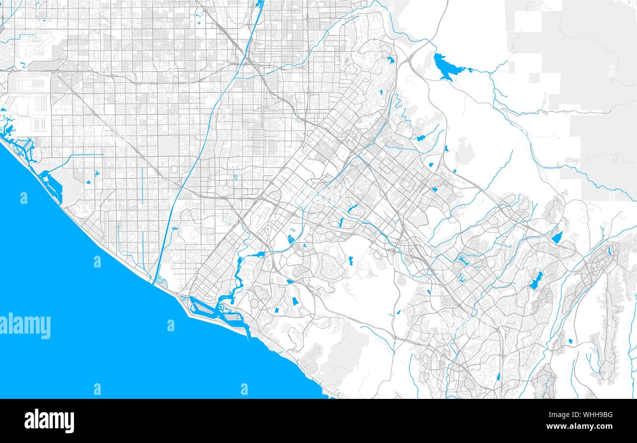 Ricco di vettore dettagliata mappa della zona di Irvine, California, U.S.A.. Mappa modello per arredamento di casa. Illustrazione Vettoriale