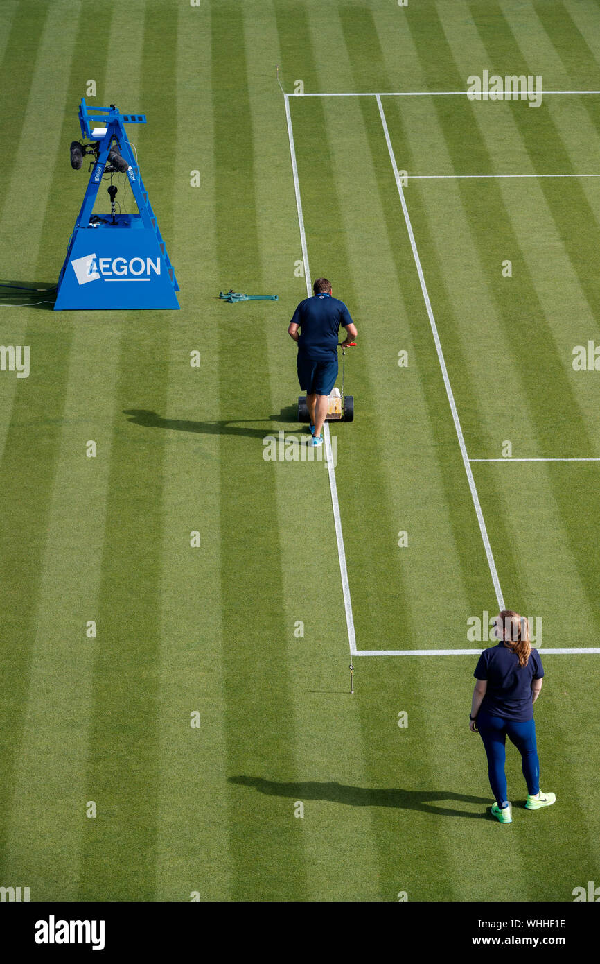 Massa-marcatura personale di campo da tennis linee presso Aegon International 2017- Eastbourne - Inghilterra. Lunedì, 26 giugno. Photo credit: Nick Walker/Sport Foto Foto Stock
