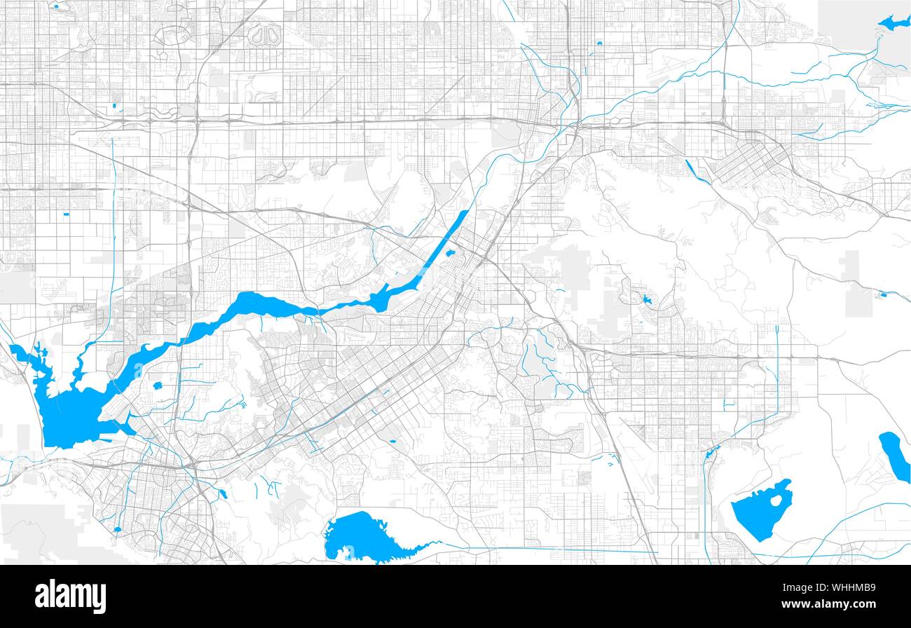 Ricco di vettore dettagliata mappa area di Riverside, California, U.S.A.. Mappa modello per arredamento di casa. Illustrazione Vettoriale