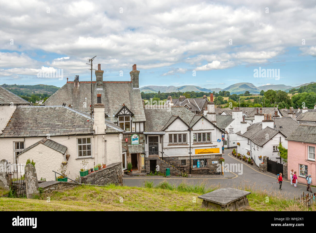 Hawkshead è un villaggio nel Distretto dei Laghi, Cumbria, Inghilterra. Foto Stock