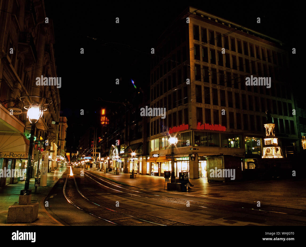 Ginevra, Svizzera notte strada scena Foto Stock