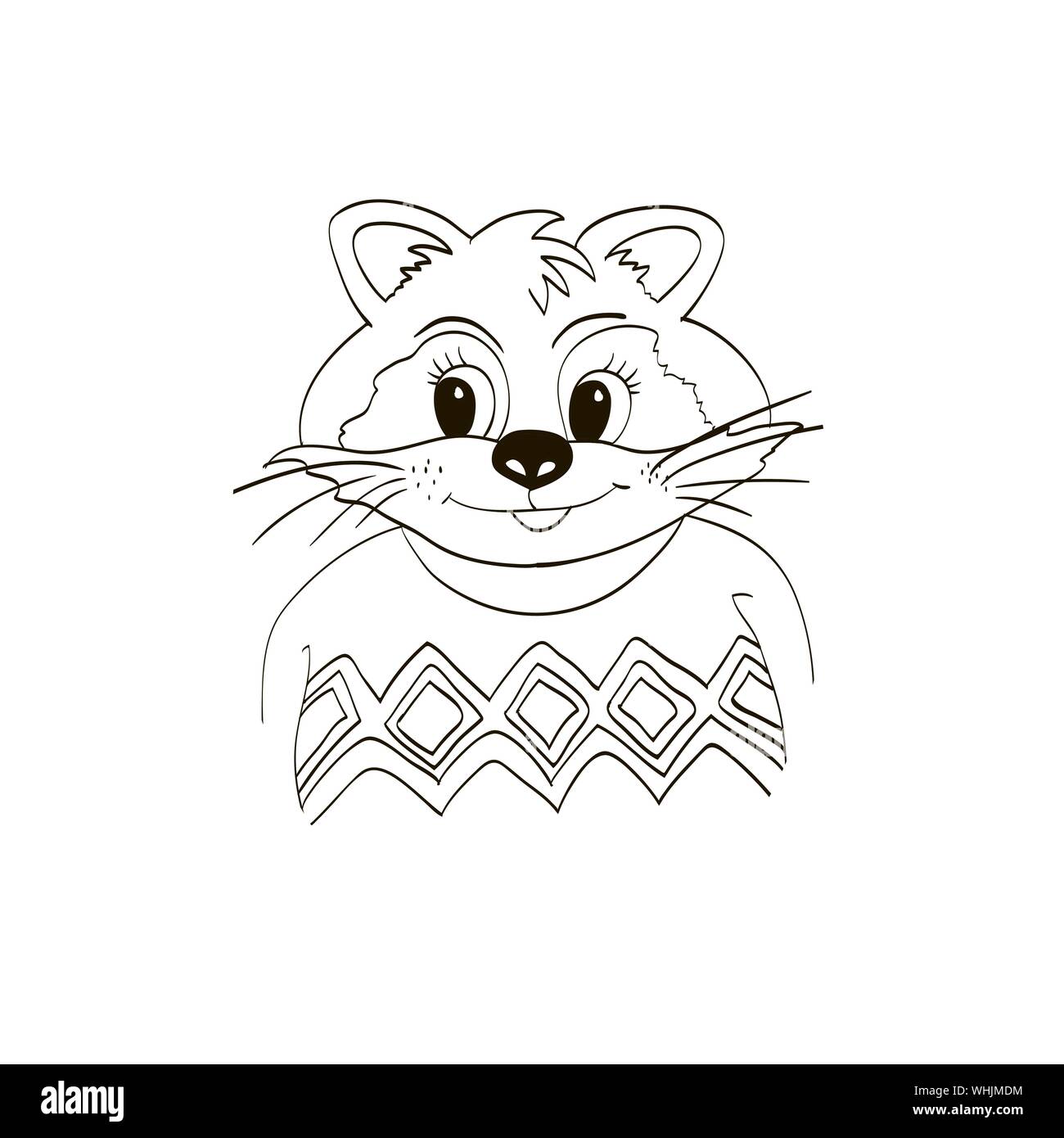 Raccoon in jersey. Colorazione. Foto per i vestiti, carte e libri per bambini Illustrazione Vettoriale