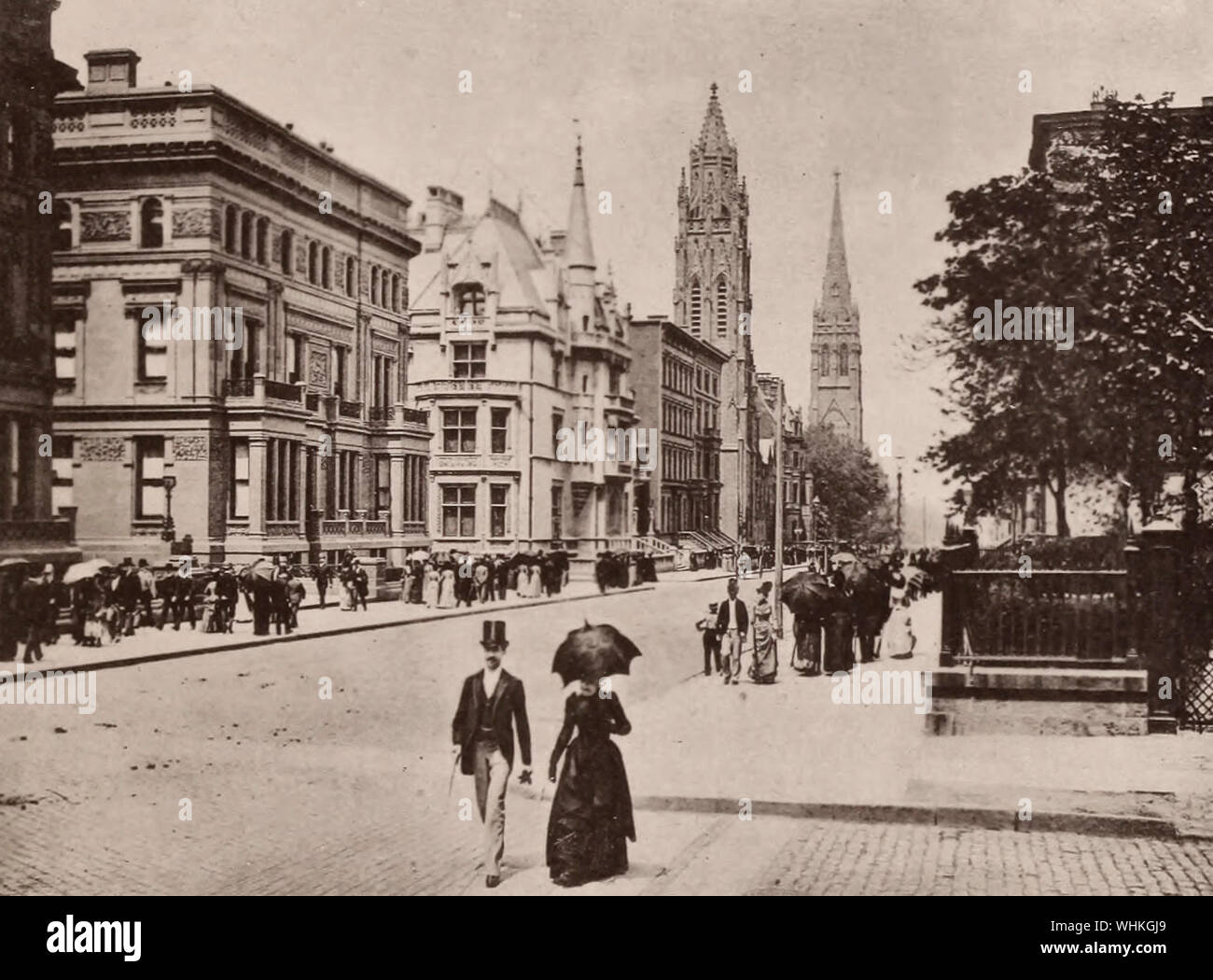 Fifth Avenue in una Domenica di New York City, circa 1891 Foto Stock