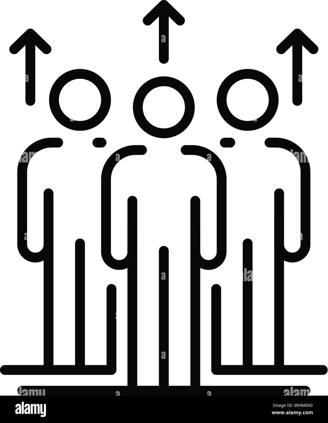 Le persone con le frecce icona, stile contorno Illustrazione Vettoriale