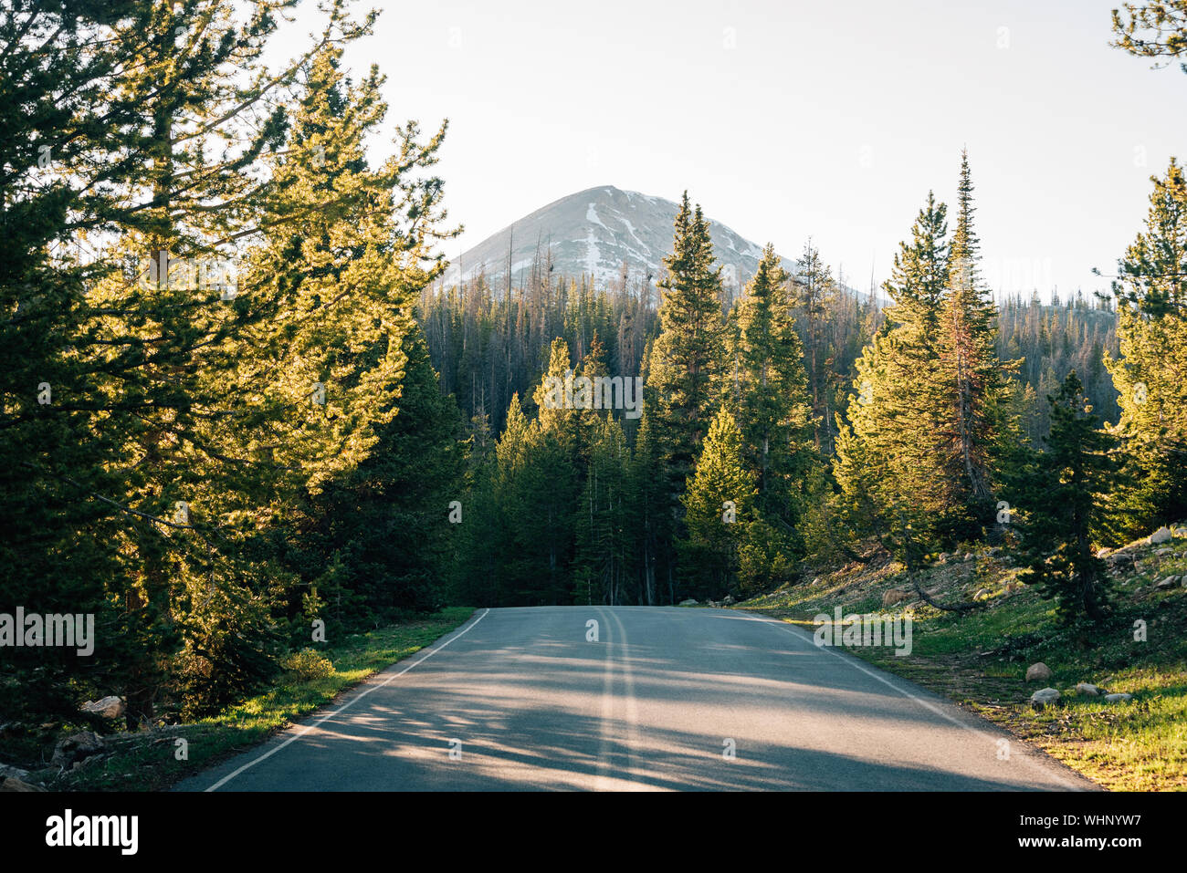 Strada di montagna e nelle montagne Uinta, nello Utah Foto Stock