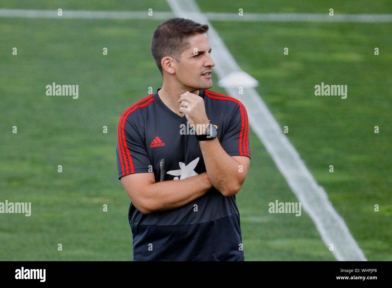 Las Rozas, Spagna. 02Sep, 2019. Robert Moreno visto durante una sessione di formazione per la nazionale spagnola di calcio a Ciudad del Futbol in Las Rozas. Credito: SOPA Immagini limitata/Alamy Live News Foto Stock