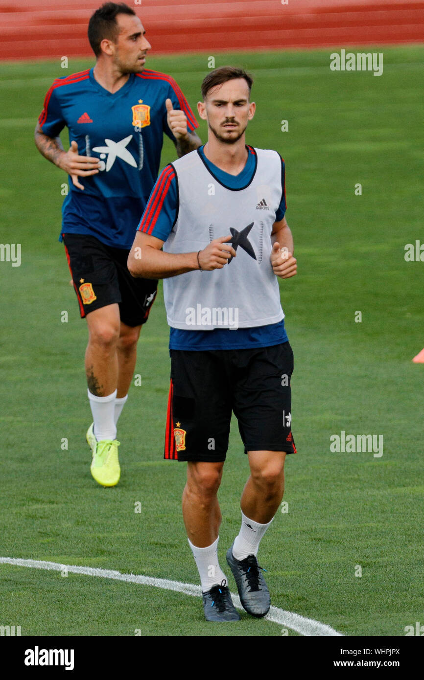 Las Rozas, Spagna. 02Sep, 2019. Fabian (Fabián Ruiz Peña) visto durante una sessione di formazione per la nazionale spagnola di calcio a Ciudad del Futbol in Las Rozas. Credito: SOPA Immagini limitata/Alamy Live News Foto Stock