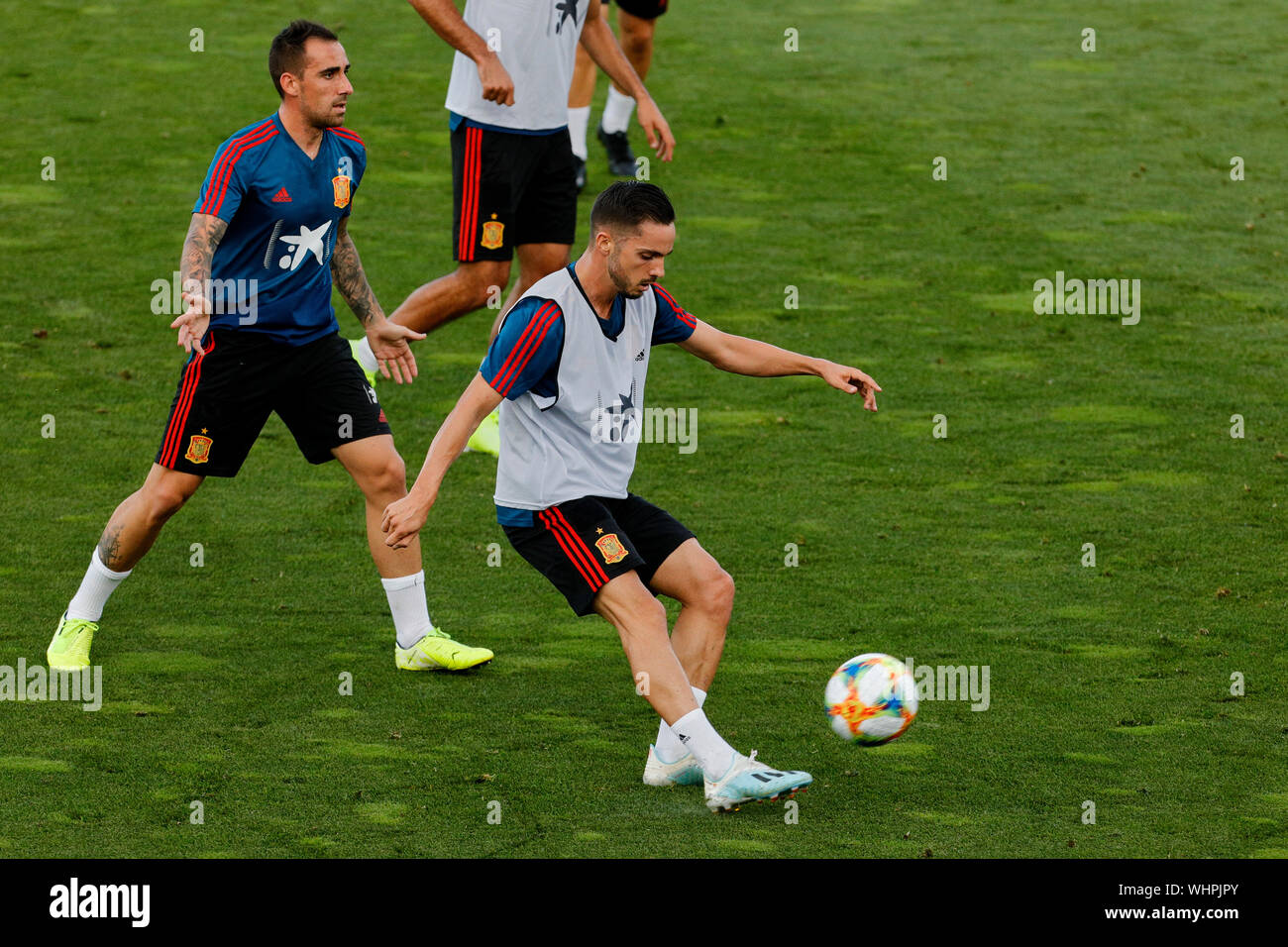 Las Rozas, Spagna. 02Sep, 2019. Pablo Sarabia visto durante una sessione di formazione per la nazionale spagnola di calcio a Ciudad del Futbol in Las Rozas. Credito: SOPA Immagini limitata/Alamy Live News Foto Stock