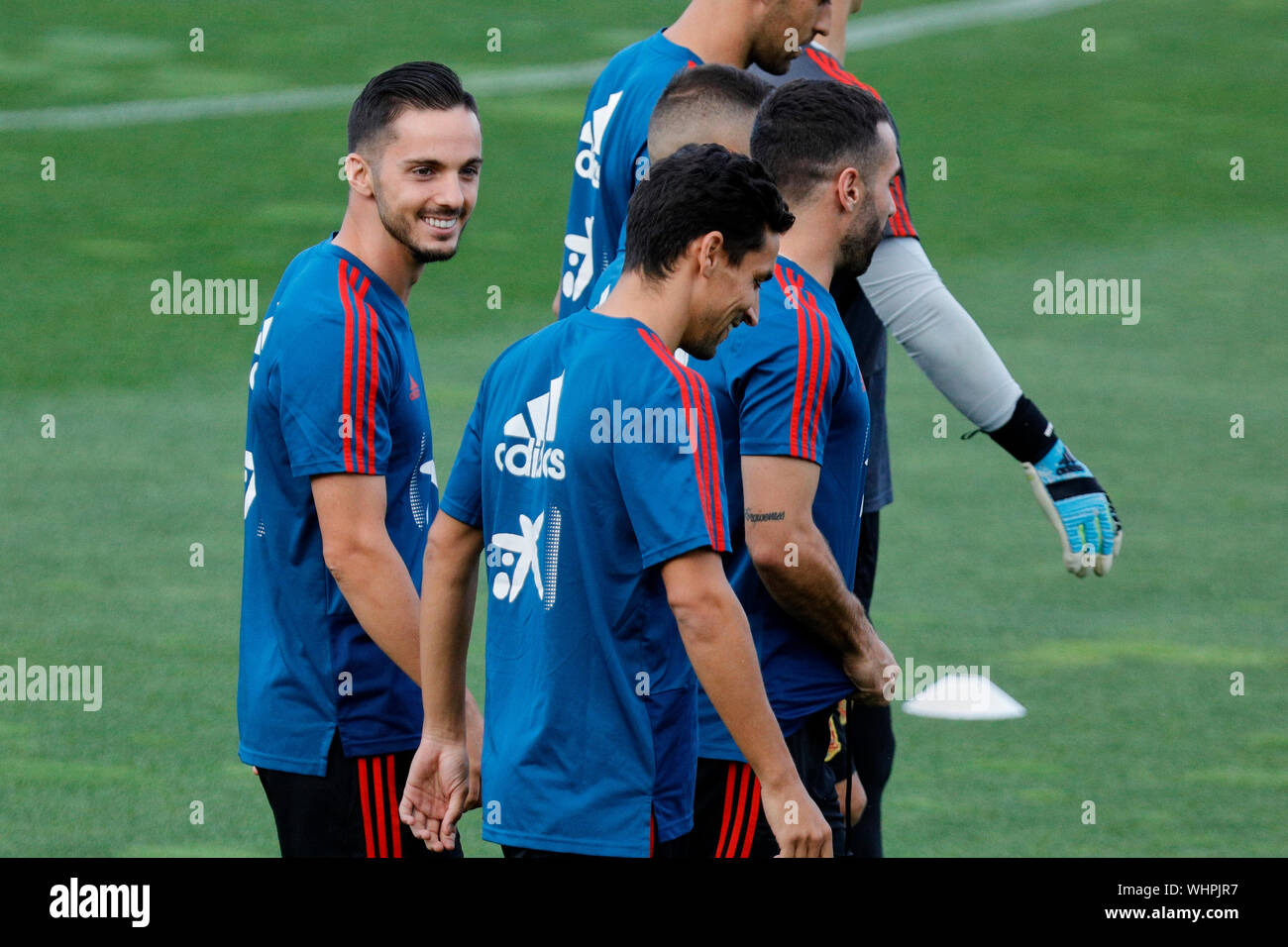 Las Rozas, Spagna. 02Sep, 2019. Pablo Sarabia visto durante una sessione di formazione per la nazionale spagnola di calcio a Ciudad del Futbol in Las Rozas. Credito: SOPA Immagini limitata/Alamy Live News Foto Stock