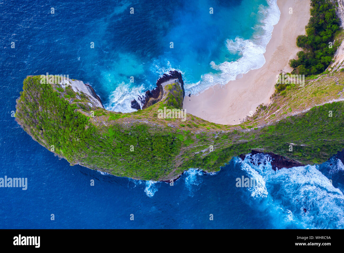 Vista aerea del Kelingking Spiaggia di Nusa Penida isola di Bali in Indonesia. Foto Stock