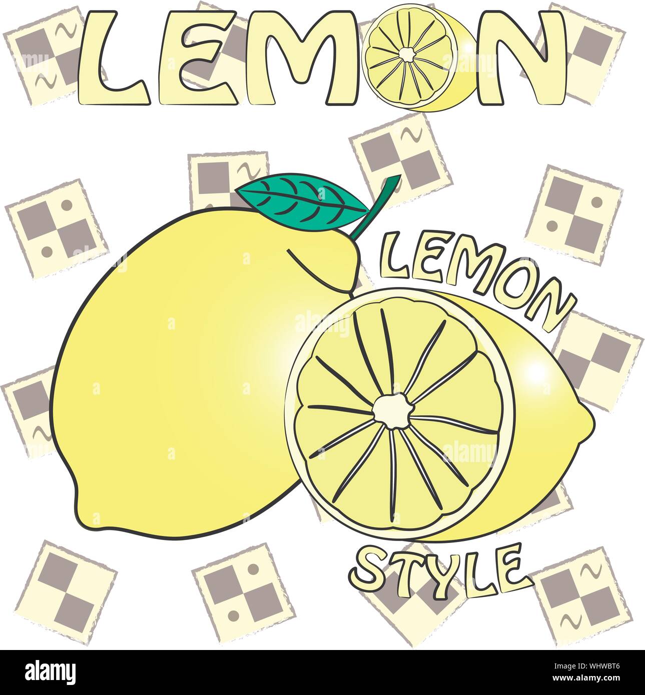 Lo stile di limone illustrazione vettoriale. limone estate poster illustrazione vettoriale. Bellissimo il poster con il limone su un sfondo astratto illustratio vettore Illustrazione Vettoriale