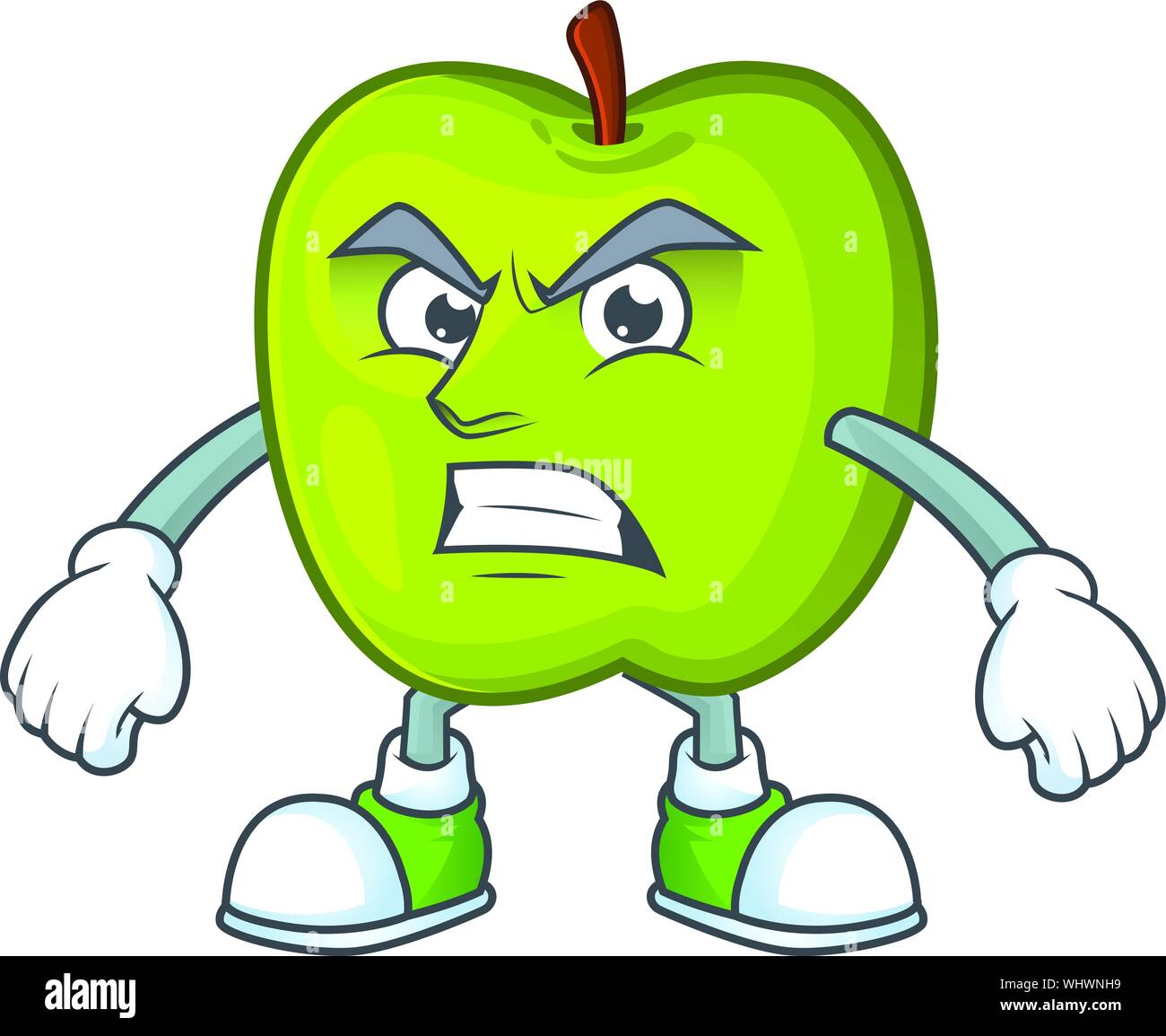 Carattere Scream Granny Smith mela verde con mascotte Illustrazione Vettoriale