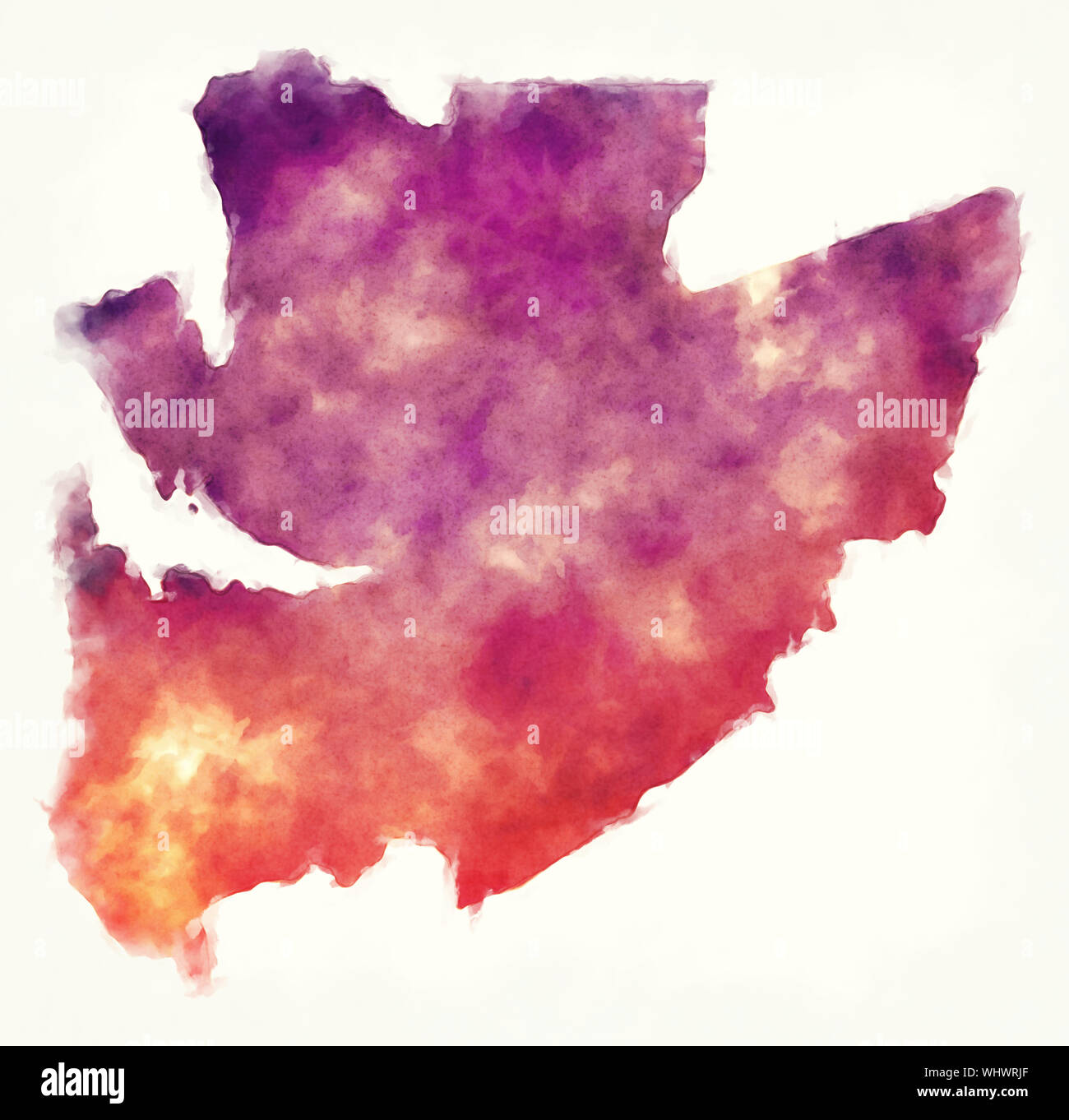 Provincia Estuaire Mappa acquerello del Gabon Foto Stock