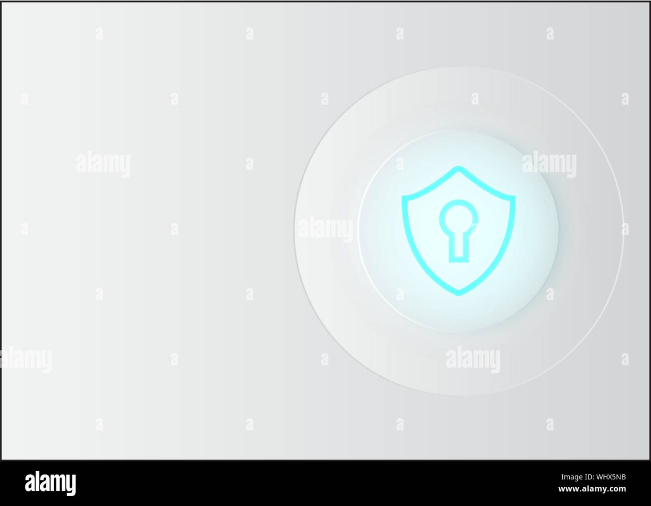 Scudo moderno Pulsante e spia a LED.La tecnologia cyber security concetto. Illustrazione Vettoriale