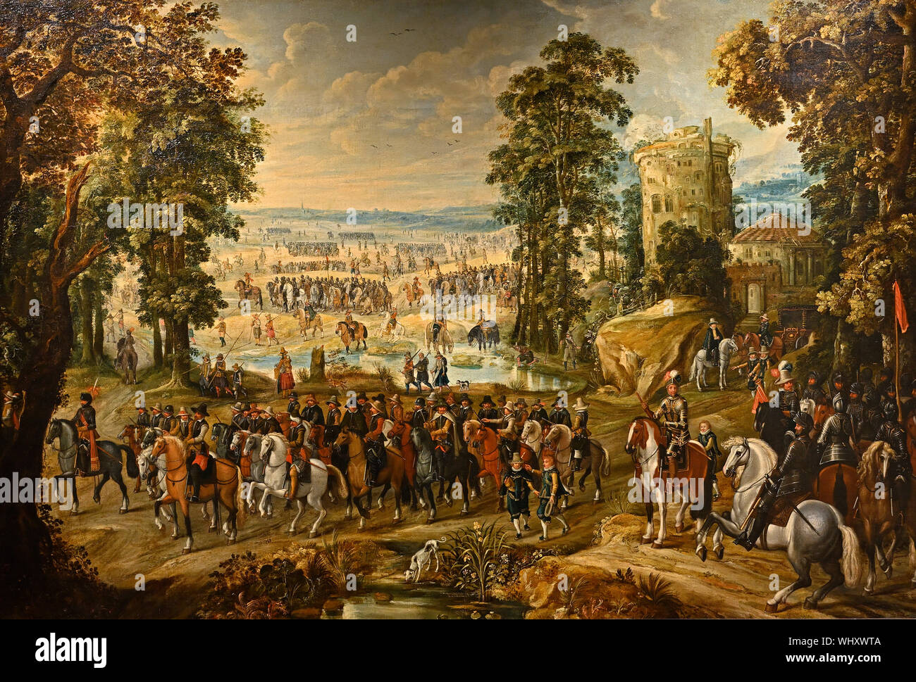 Delft, Paesi Bassi - 2019.08.09: olandese armee preparativi per la battaglia di nieuwpoort su 1600.07.02 (1614 olio su tela da paulus van hill Foto Stock