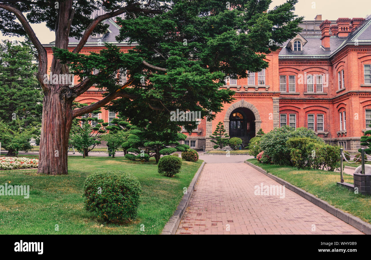 La facciata della ex Hokkaido ufficio del governo nella città di Sapporo, Giappone. Foto Stock