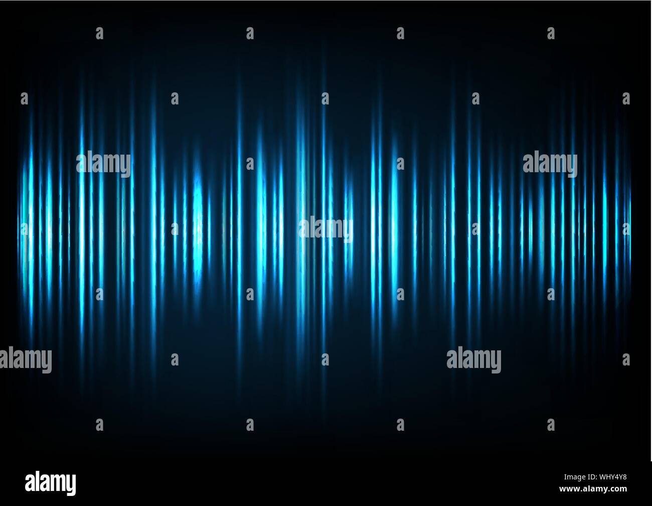 Blue musica onde sonore. La tecnologia audio e musicali impulso. Illustrazione Vettoriale