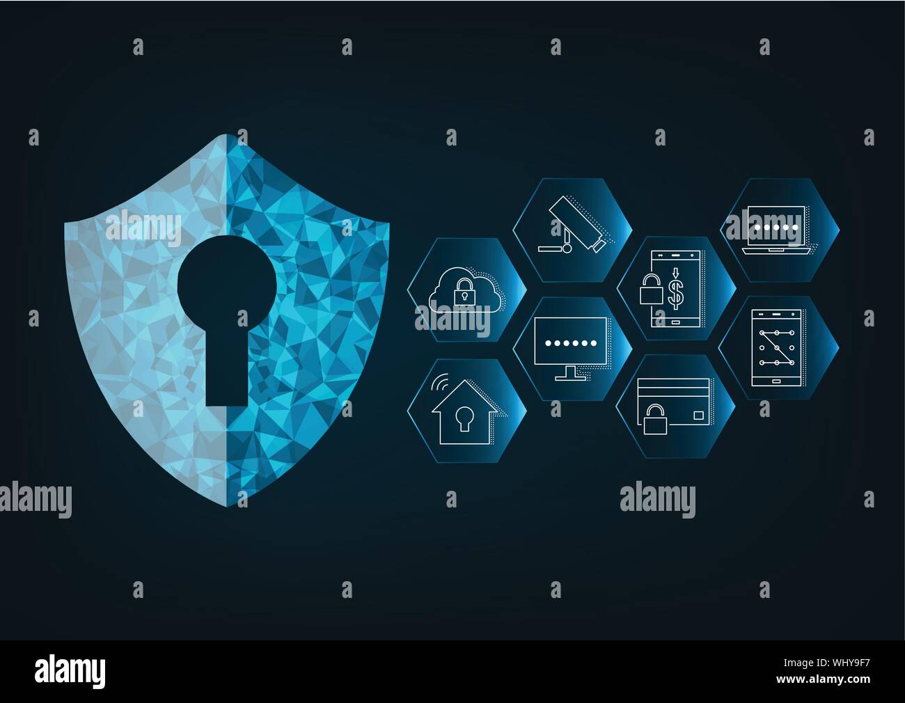Internet security on-line concept: lucchetto con la tecnica Keyhole icona in . protezione dei dati personali illustra cyber sicurezza dei dati o informazioni privacy idea. B Illustrazione Vettoriale