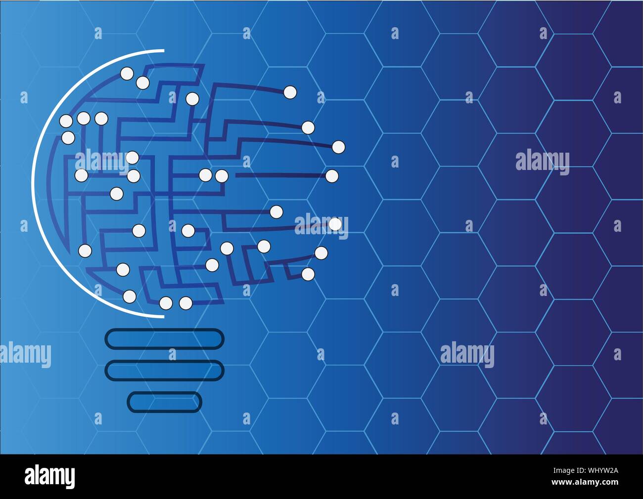 Logo della tecnologia dell'informazione. Concetto di logo a forma di lampadina con scheda di circuito. Illustrazione Vettoriale