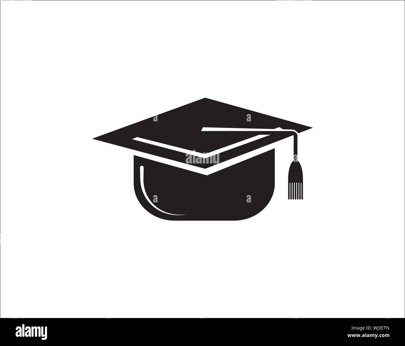 Icona di istruzione isolati su sfondo bianco. Tappo di graduazione simbolo in stile appartamento. Semplice luogo astratto icona in nero. Illustrazione Vettoriale Illustrazione Vettoriale