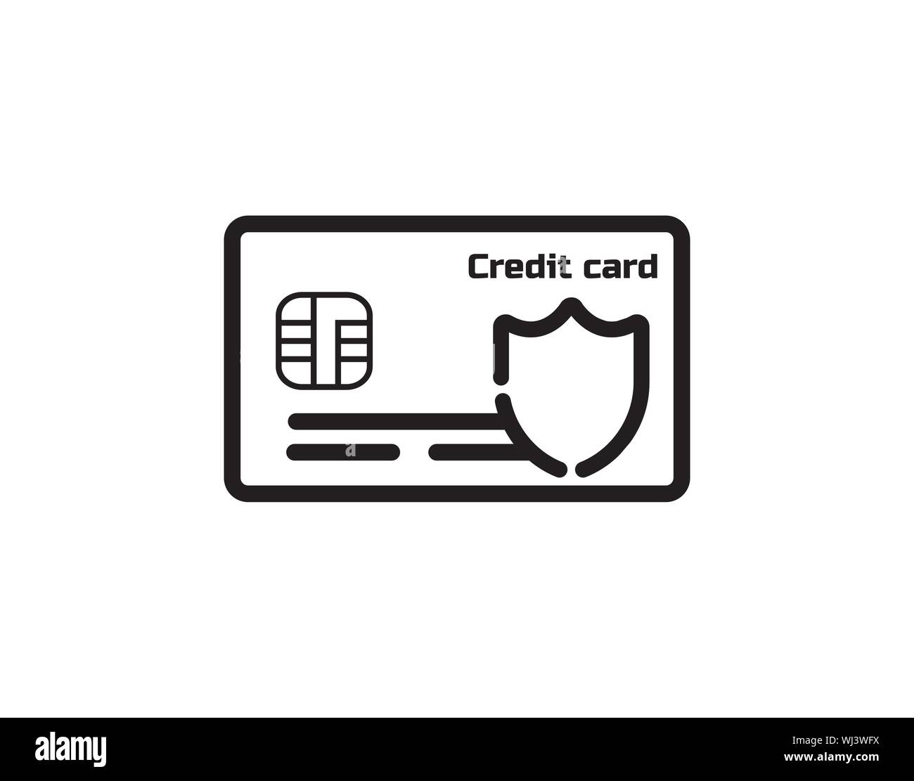 La carta di credito e icona dello scudo. Carta di credito icona protezione concetto può essere utilizzato il web e le applicazioni per dispositivi mobili. Illustrazione Vettoriale