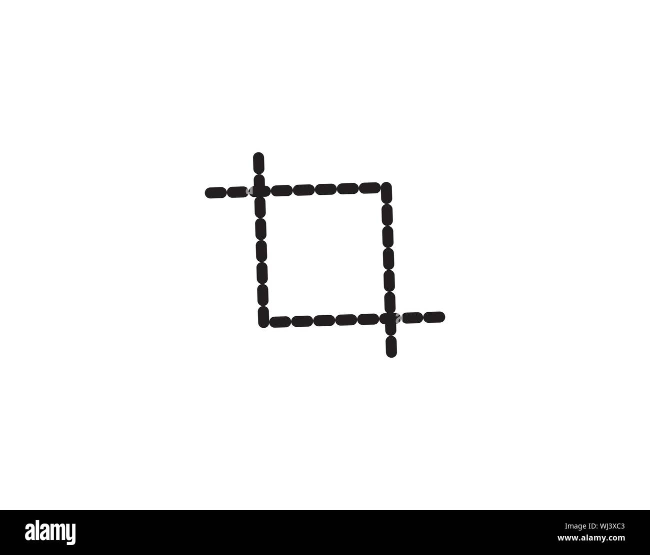 Illustrazione vettoriale dell'icona riquadro ritaglio di selezione punteggiata Illustrazione Vettoriale