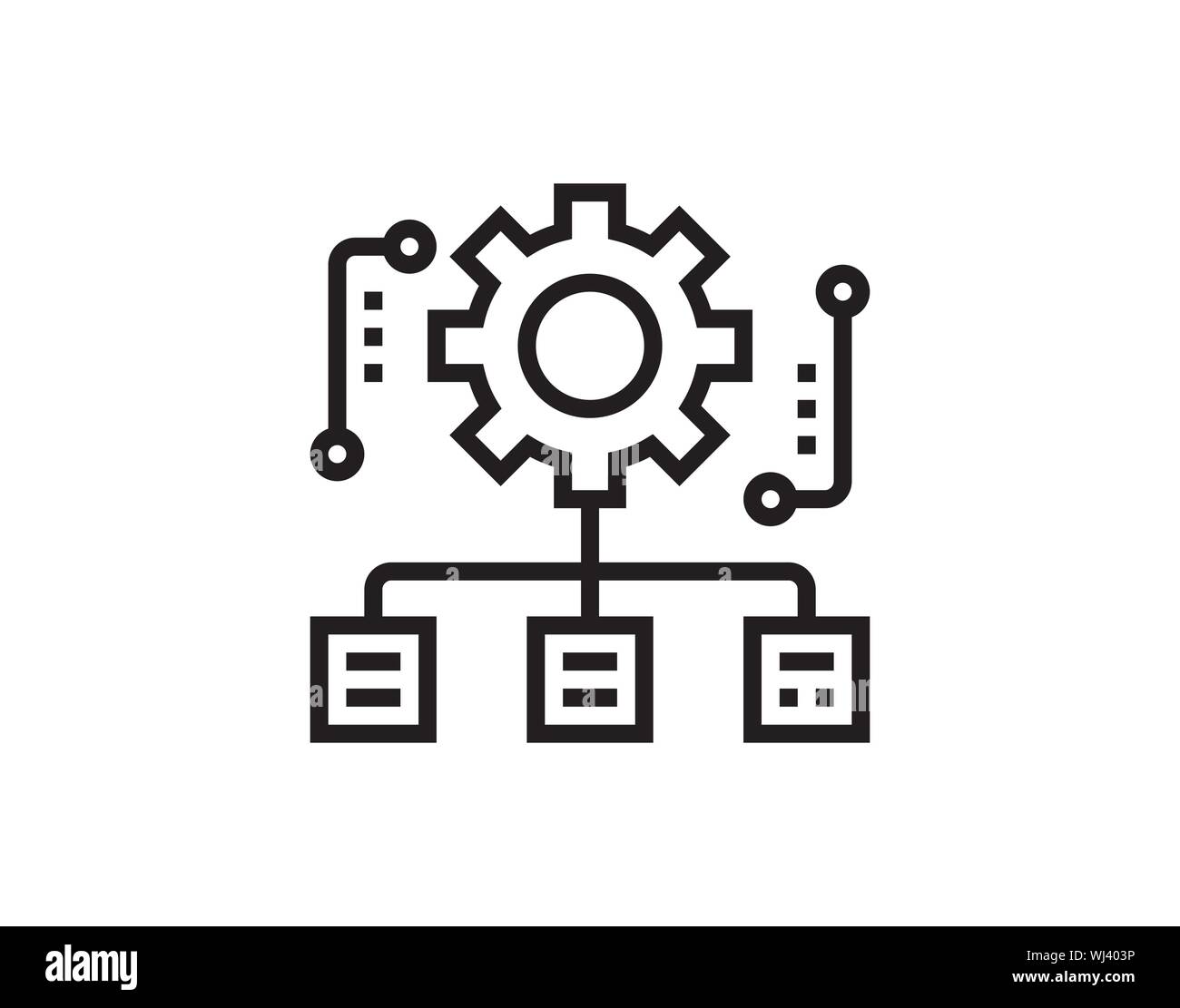 Struttura gerarchica ingranaggio icona vettore. riempito segno piatta per il concetto di mobile e web design. semplice icona solido. Symbol, il logo illustrazione. Perfe Pixel Illustrazione Vettoriale