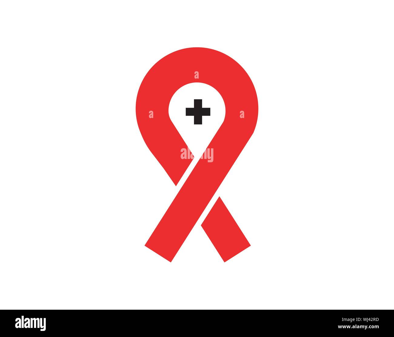 Nastro rosso di consapevolezza Medical Healthcare Vector Symbol Illustrazione Vettoriale