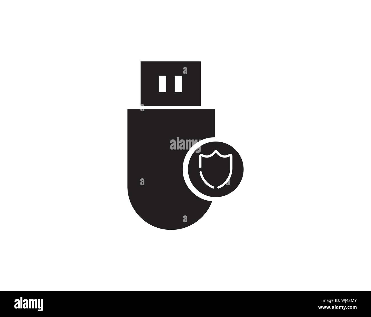 Icona unità flash USB protetta con illustrazione del vettore Shield Illustrazione Vettoriale