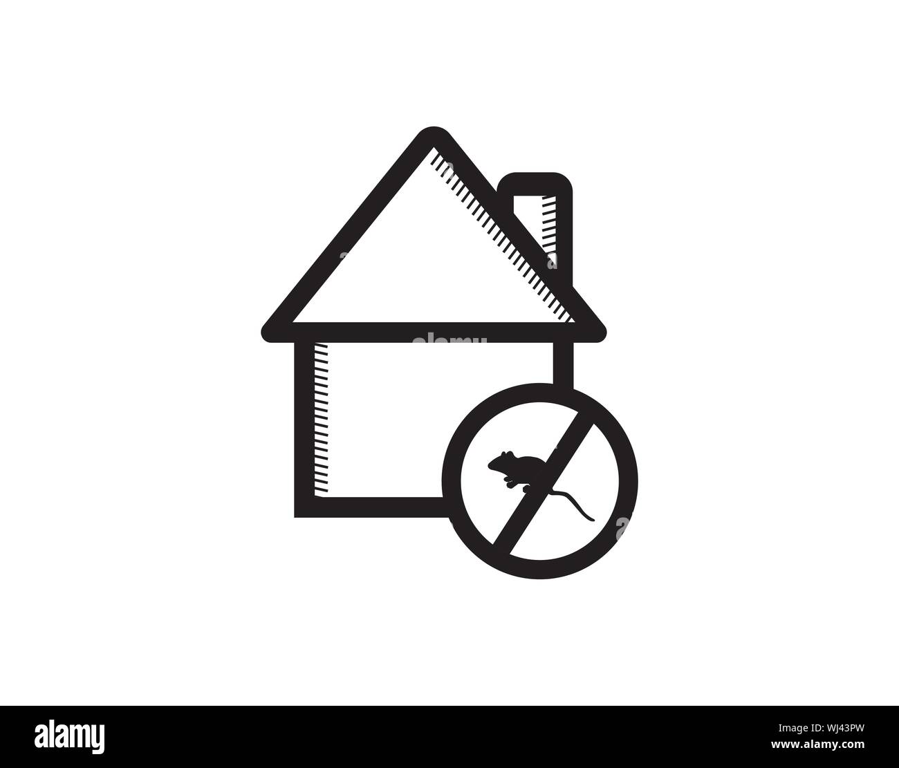 Icona della linea della casa di controllo dei parassiti nessun vettore simbolo insetti Illustrazione Vettoriale