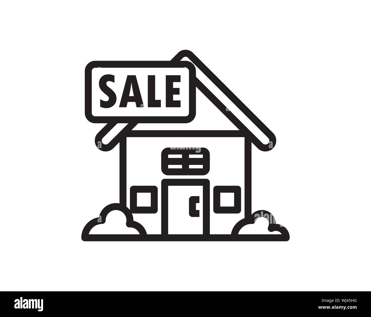 Casa in vendita - Progettazione di linea singola icona isolato immagine vettoriale Illustrazione Vettoriale