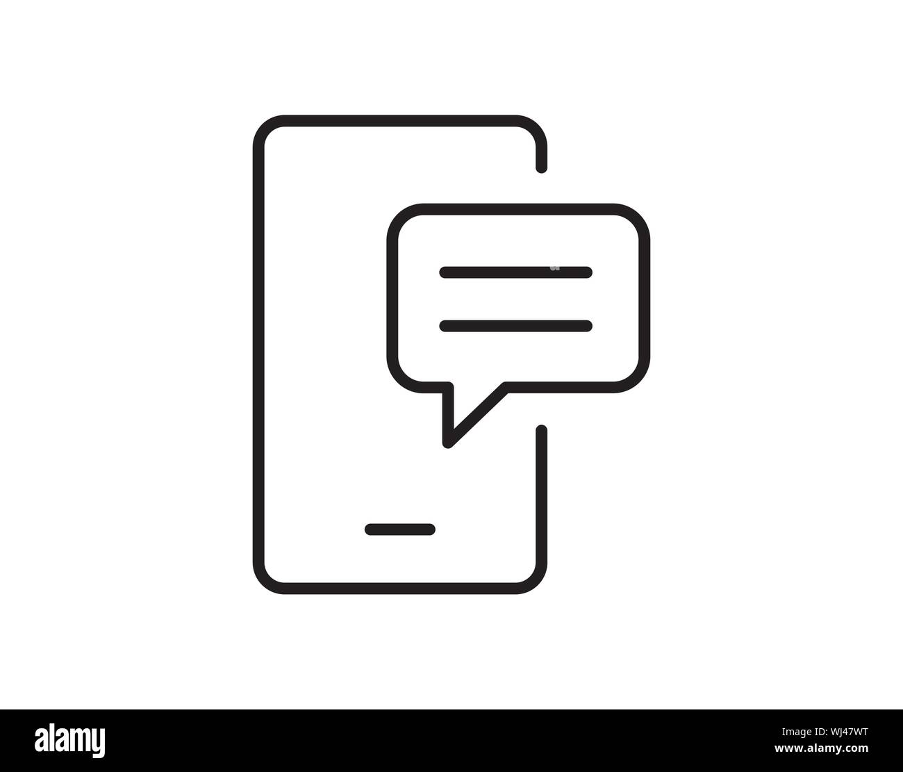 Smartphone con messaggio sms icona mobile piatta immagine vettoriale Illustrazione Vettoriale