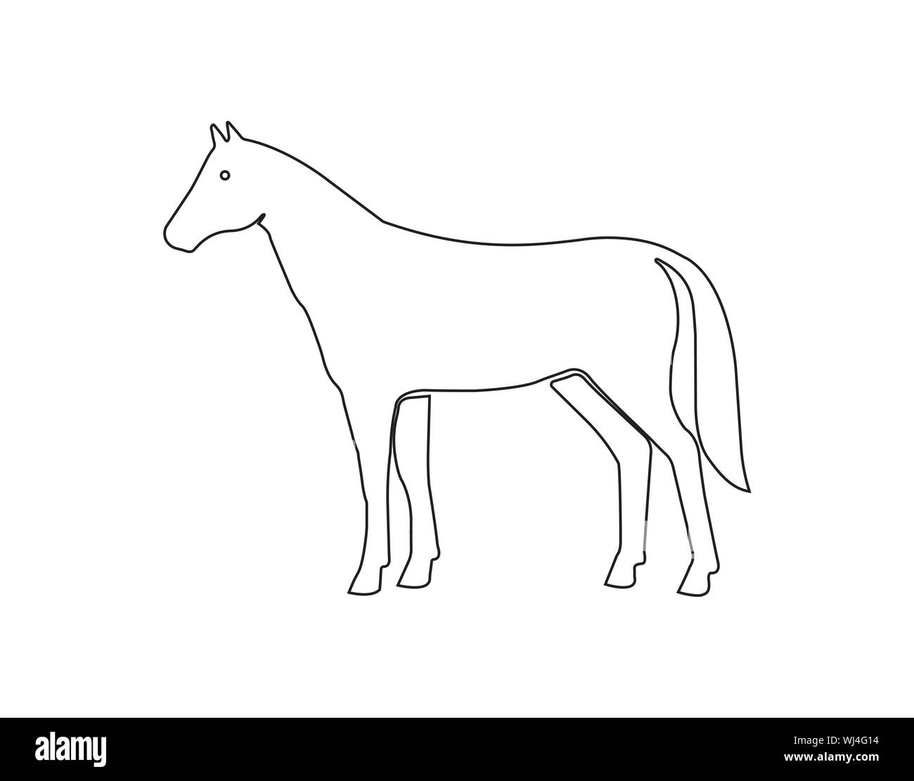 Icona contorno cavallo in stile disegno linea minimale Illustrazione Vettoriale